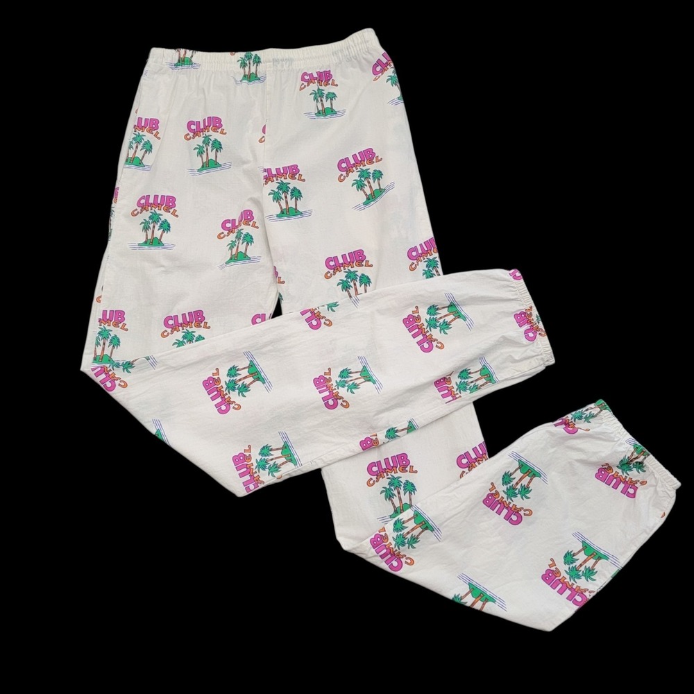 Club Camel Vtg Pajama Pants Tagged XL Fits Like Sm‎ Cigarette Promo Graphic USA